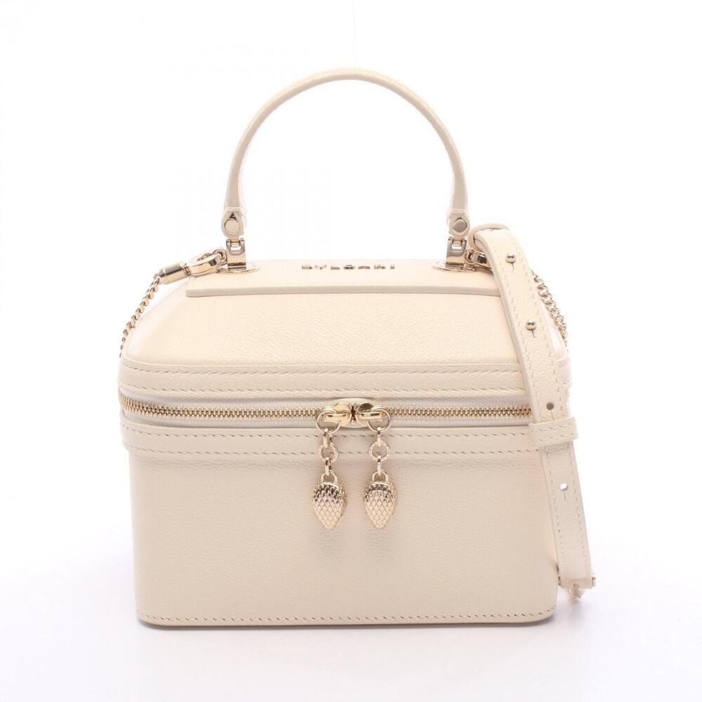 Bulgari BVLGARI Serpenti Jewelry Box 2-Way Handbag, Leather, Women's, Ivory